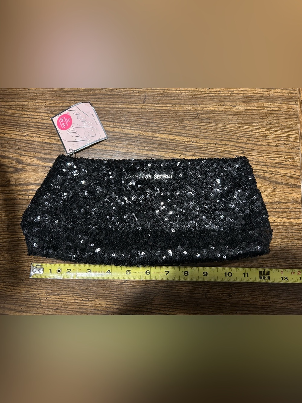 Victoria's Secret Black Sequin Makeup Pouch Bag